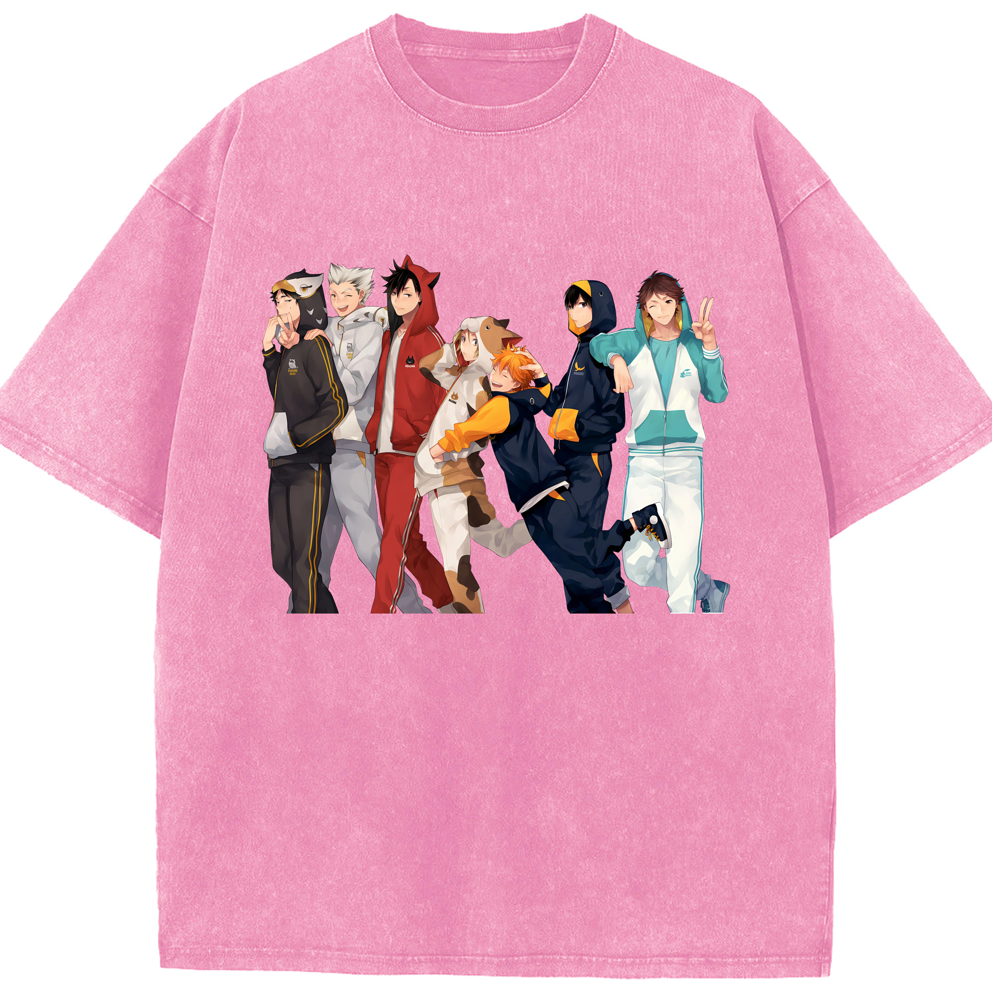（画像用） ハイキュー!! Haikyu!! 綿100% ヴィンテージ風 半袖Tシャツ（フロントプリント）